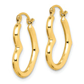 10K Gold Hollow Heart Hoop Earrings with Polished Finish Elegant and Lightweight Design